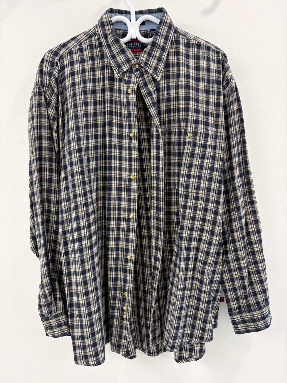 Bugle Boy Classic PURE COTTON Plaid Button-Down Shirt - XL
